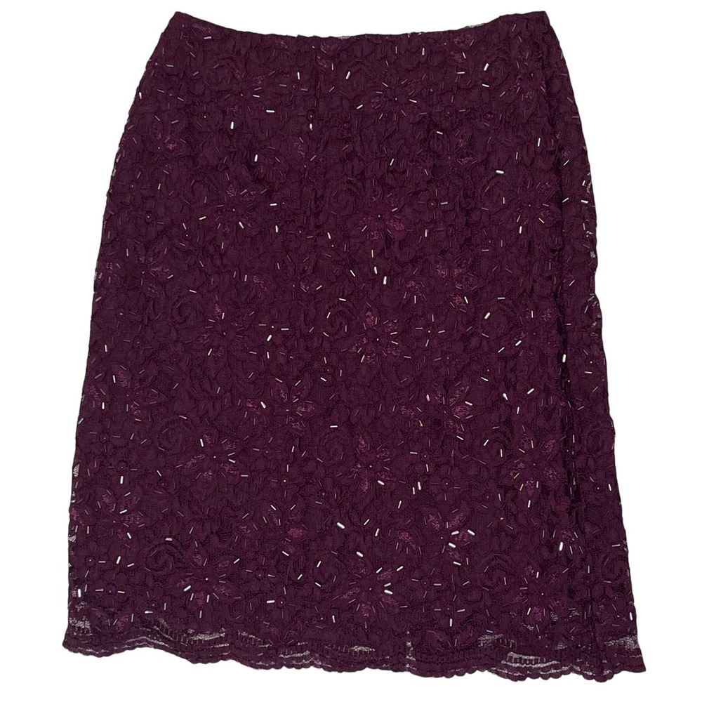 Vintage Fairy Lace Overlay Beaded‎ Skirt Plum Purple Party Cocktail Size 10P